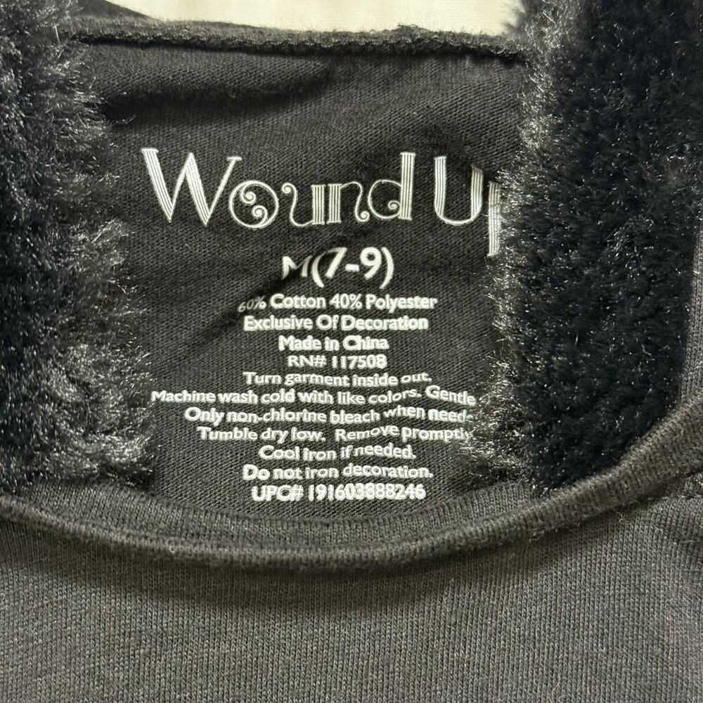 Wound up Girls Juniors Medium Black Kitty Cat Hoodie T-Shirt Costume Tee - Picture 5 of 6